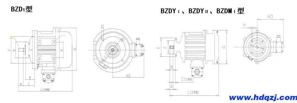 BZDⅠ、BZDYⅠ、BZDYⅡ、BZDMⅠ隔爆型錐形轉(zhuǎn)子三相異步電動(dòng)機(jī)外形尺寸圖.jpg